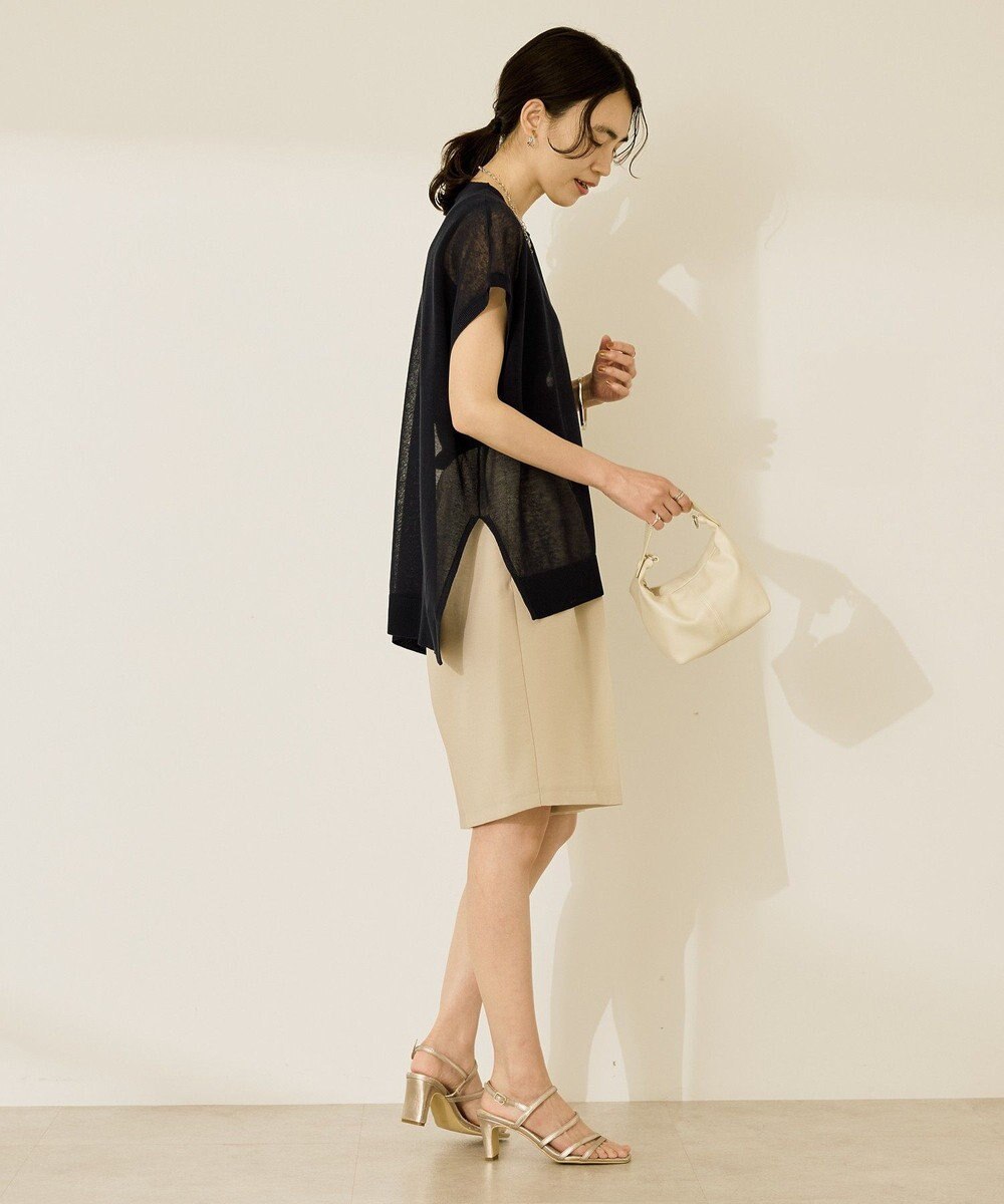 AMERICAN HOLIC ウォッシャブルシアーニットフレンチスリーブトップス 