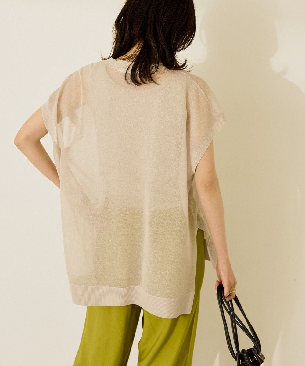 AMERICAN HOLIC ウォッシャブルシアーニットフレンチスリーブトップス 