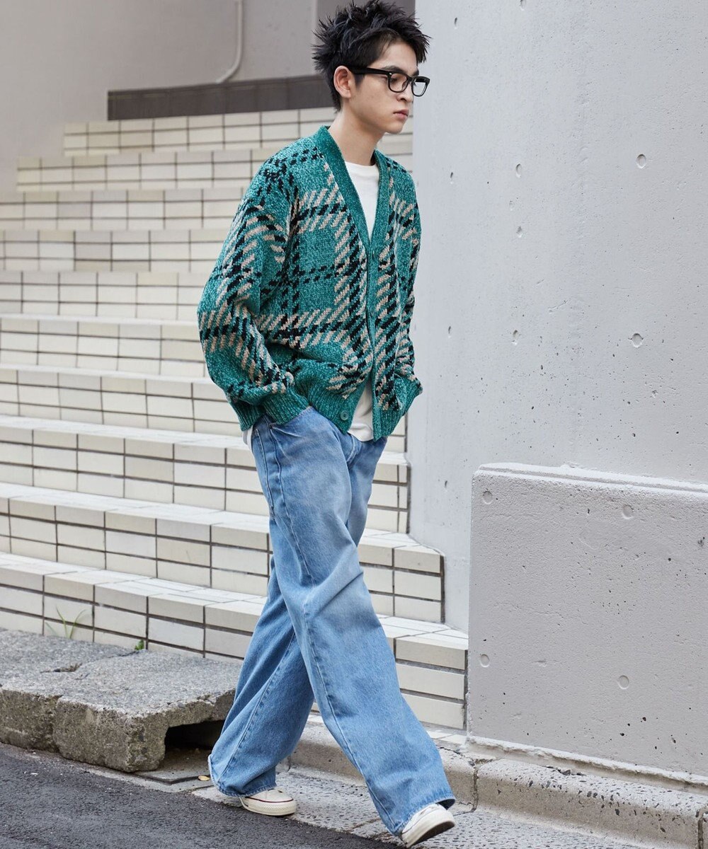 WEGO ベロアモールパターンカーディガン 