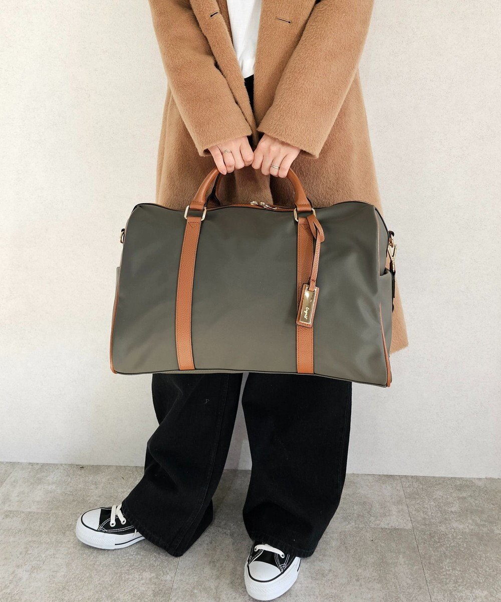 style code 【Ungrid/アングリッド】牛革×ナイロン　ラージボストンバッグ（旅行用キャリーオン） 