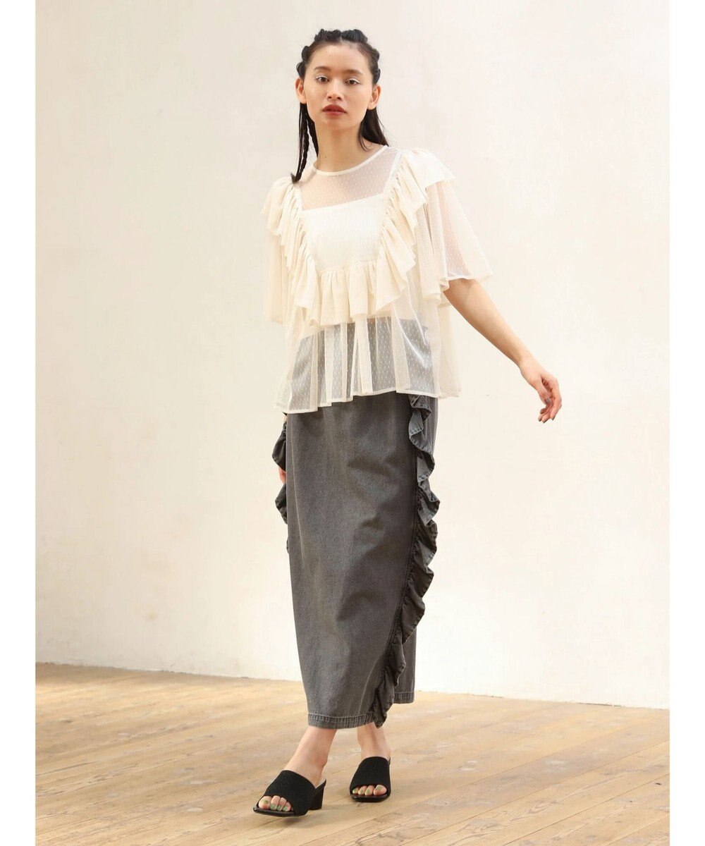 Green Parks ■ＥＳＣＡＲ　ドットチュールフレアヨークプルオーバー 