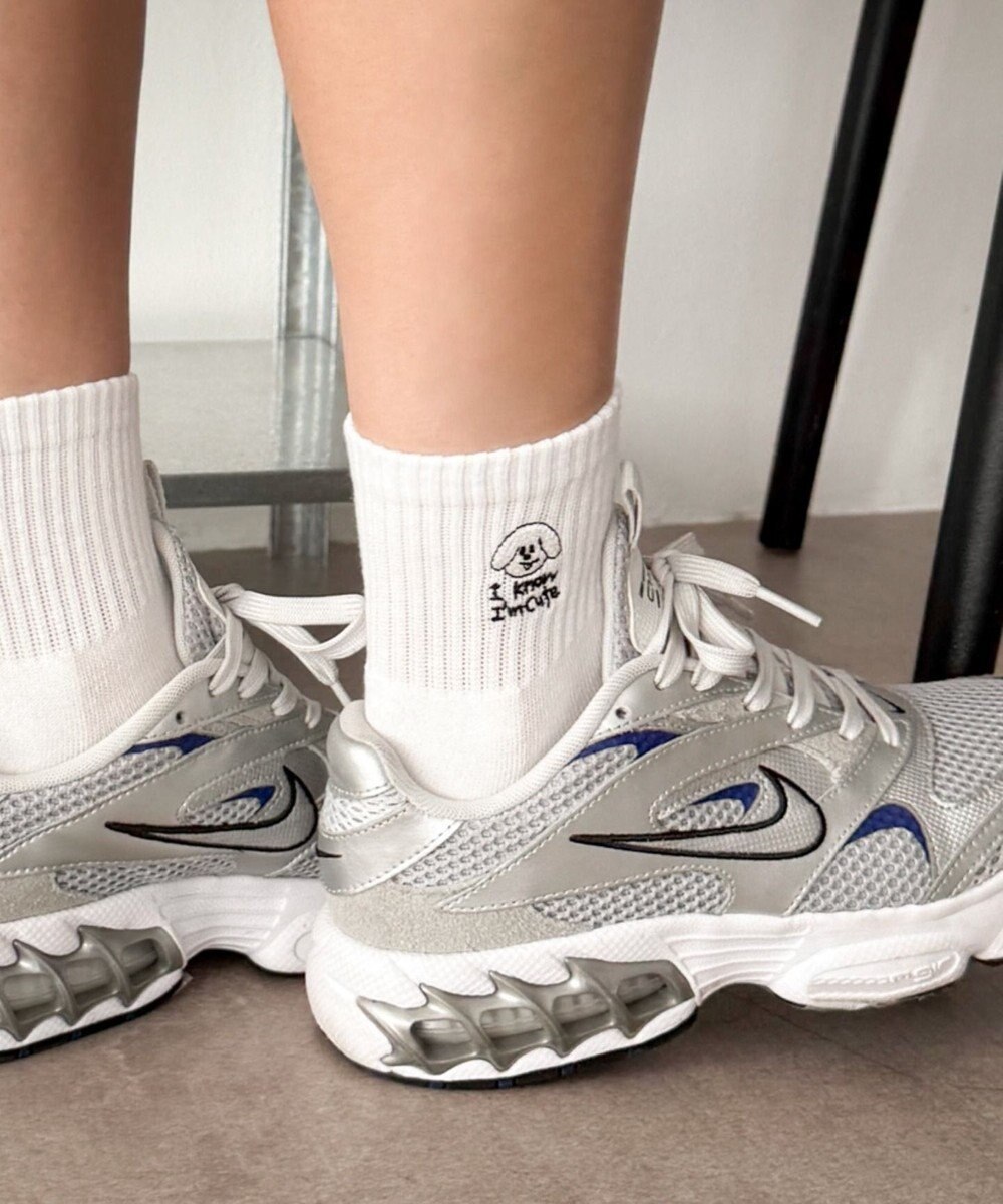 WEGO 手描き風刺繍アンクルパイルソックス 