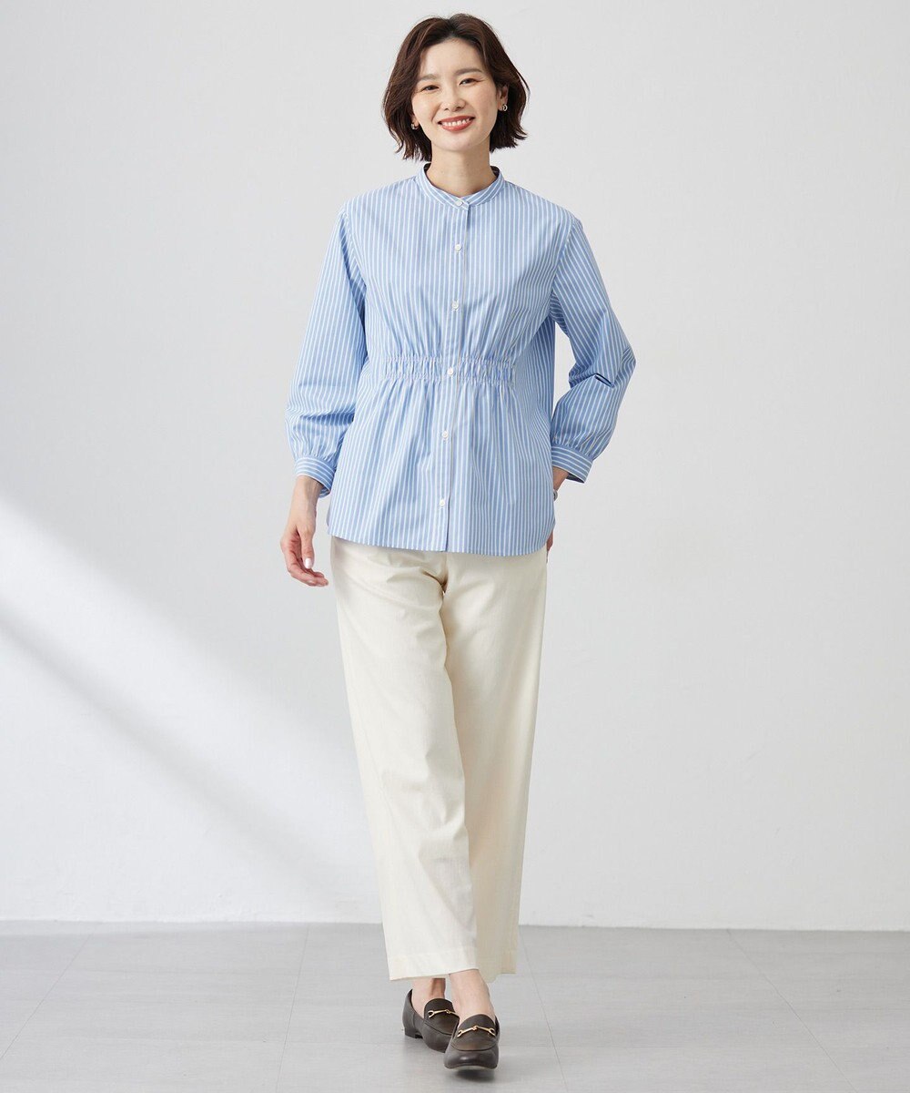 J.PRESS LADIES S 【セットアップ対応・洗える】セルロースリネンストレッチ ワイド パンツ 