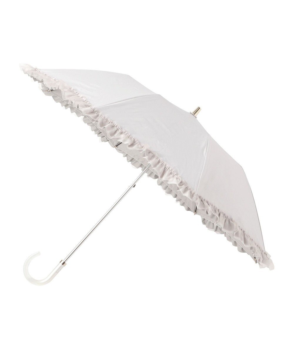 MOONBAT ランバン オン ブルー 晴雨兼用日傘 折りたたみ傘 ビジュー付きオーガンジーフリル 遮光 遮熱 UV 