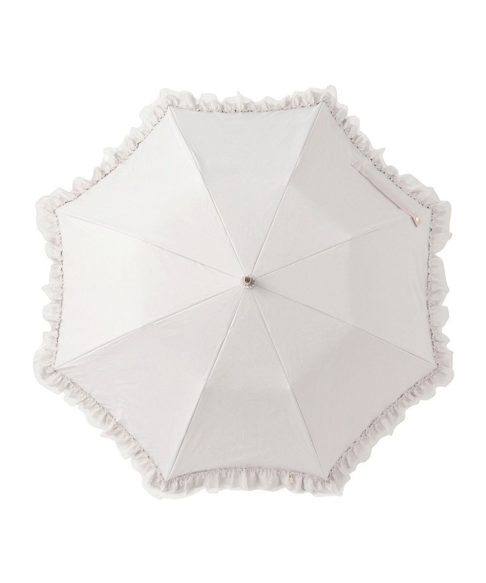 MOONBAT ランバン オン ブルー 晴雨兼用日傘 折りたたみ傘 ビジュー付きオーガンジーフリル 遮光 遮熱 UV 