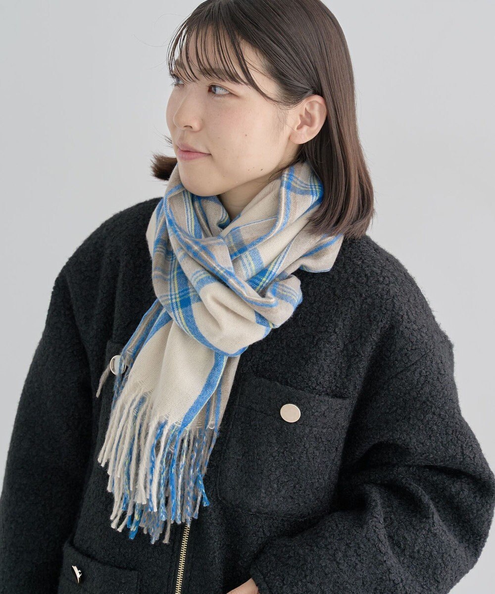 Green Parks カシミヤライクチェックストール 
