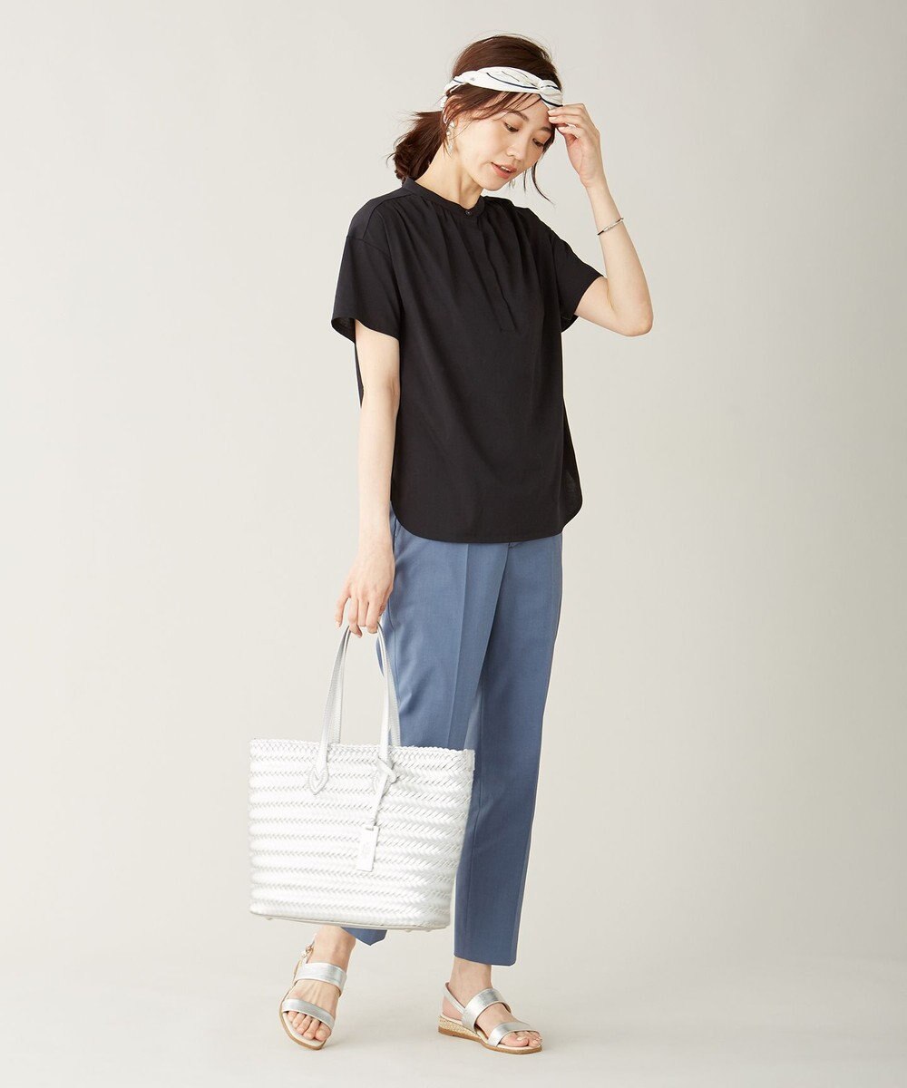 J.PRESS LADIES S 【シワになりにくい】コットンフィッティーシャーク テーパードパンツ 