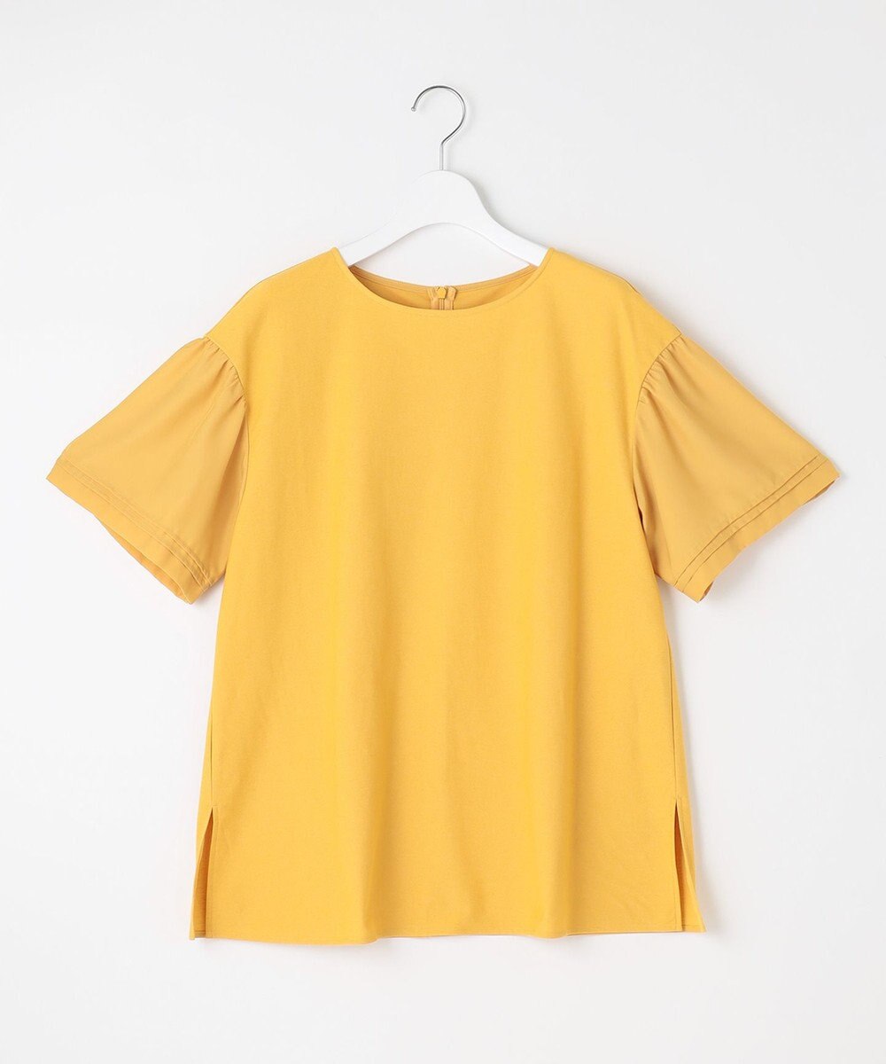 自由区 【WEB限定カラーあり】【UVカット・吸水速乾・洗える】ツイストプレーンラッフルスリーブ カットソー 