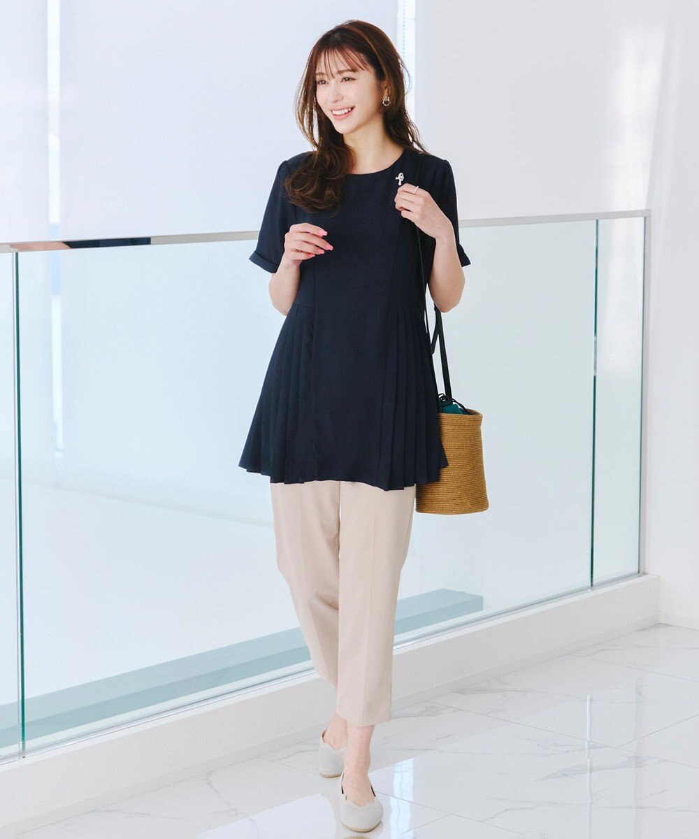 Tiaclasse 【新色追加・洗える】サイドプリーツチュニックブラウス 