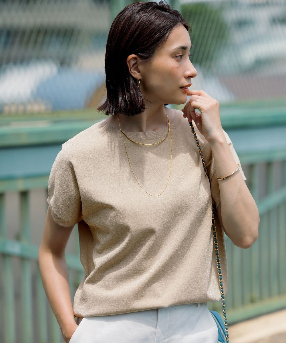 23区 【洗える】レーヨンポリエステルストレッチ プルオーバー ラメニット 