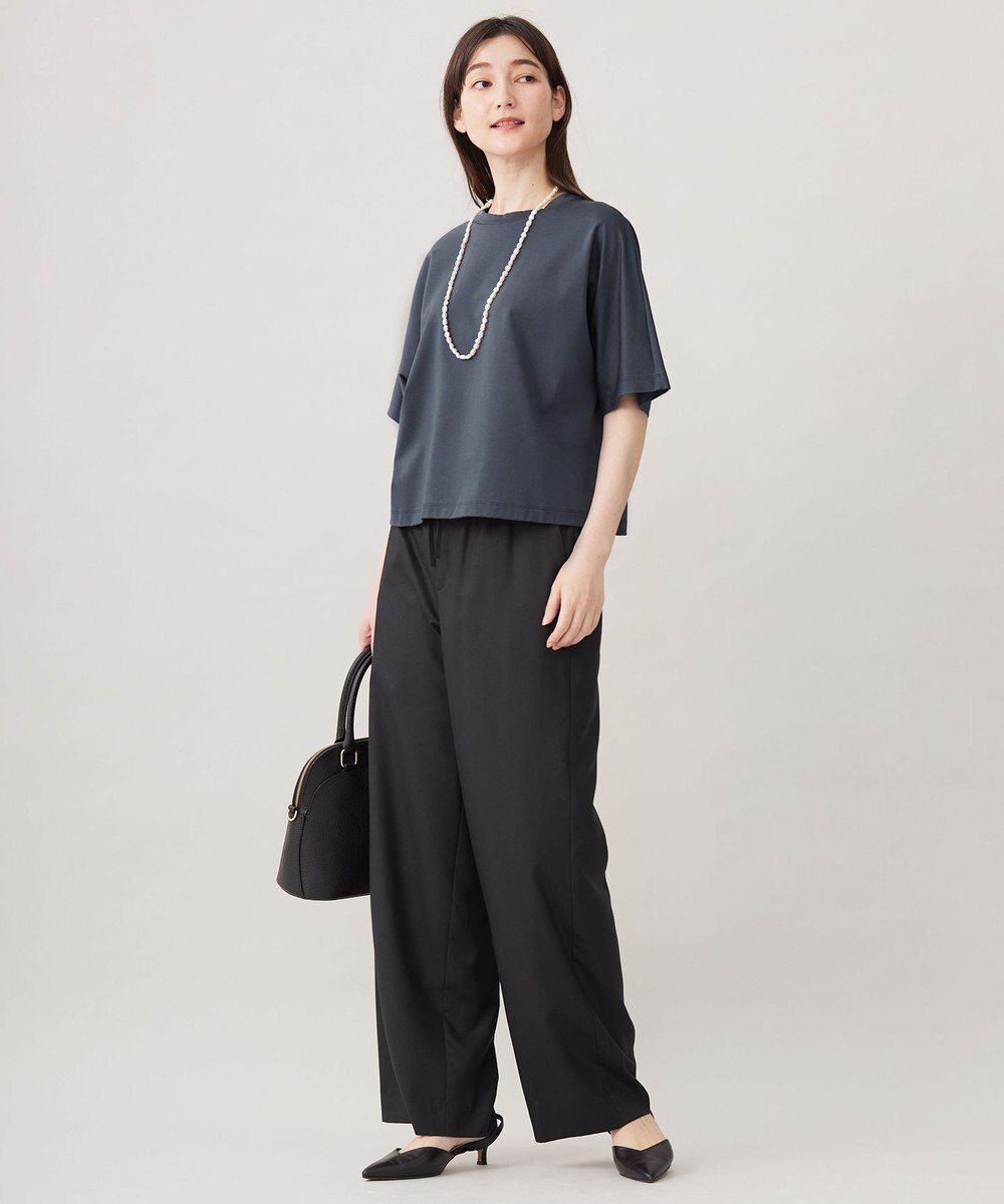 自由区 L 【洗える】ハイカウントクロップド丈 カットソー 