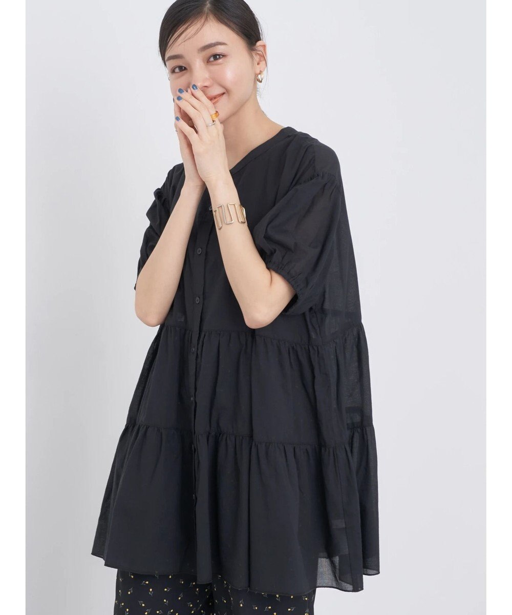 earth music&ecology 綿ローンティアードチュニック 