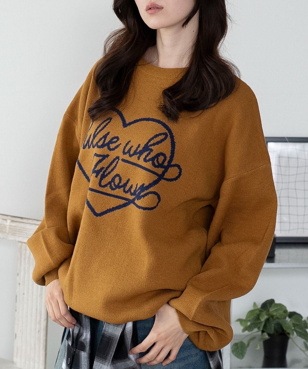 WEGO 【洗える】グラフィックニットBIGプルオーバー 