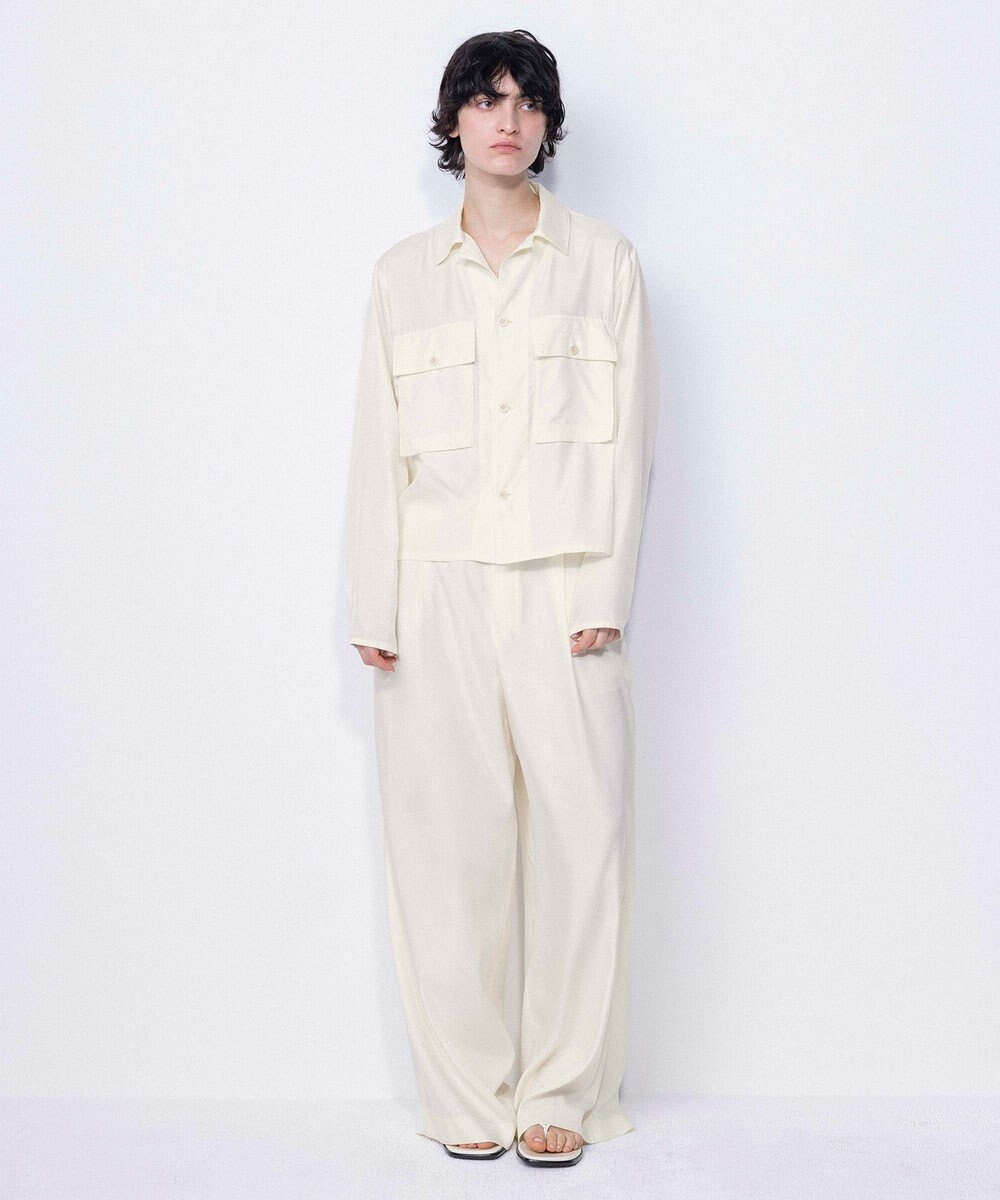 NAVE 【ReNAVE・セットアップ可/洗える/UVケア/接触冷感】フィブリルシャンブレー オープンカラーシャツ 