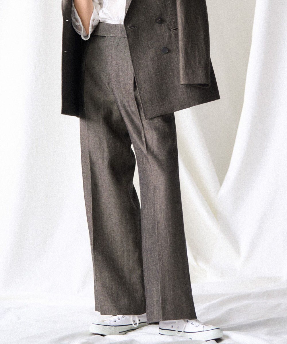 23区 【GOLD LABEL】ウールリネンツイル ワイドパンツ 