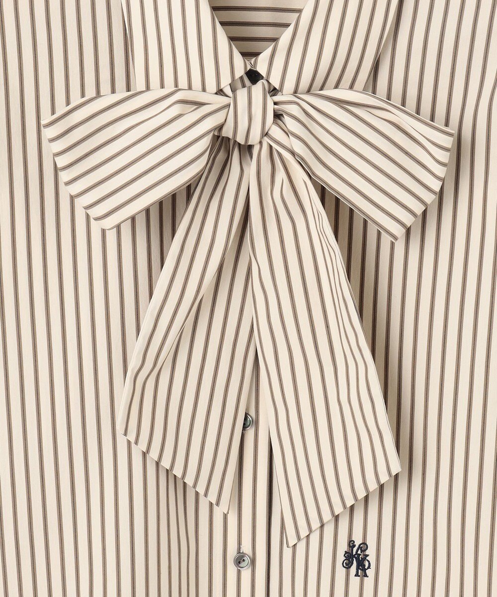 組曲 【ボウタイ付き】コンパクトシャーティング ストライプシャツ 