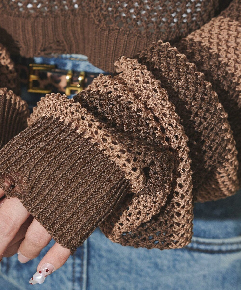 WEGO ダメージボーダーショートニット 