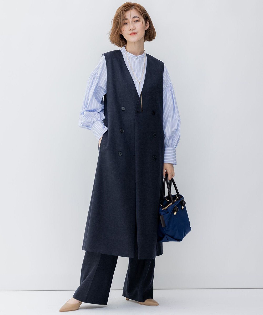 23区 ウーステッドウールツイル ロング ジレ 