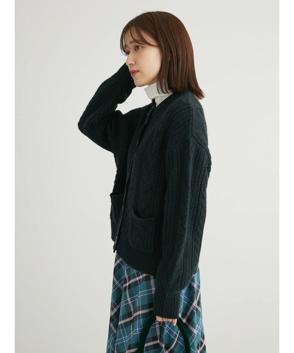 Green Parks ケーブル釦ニットカーディガン 