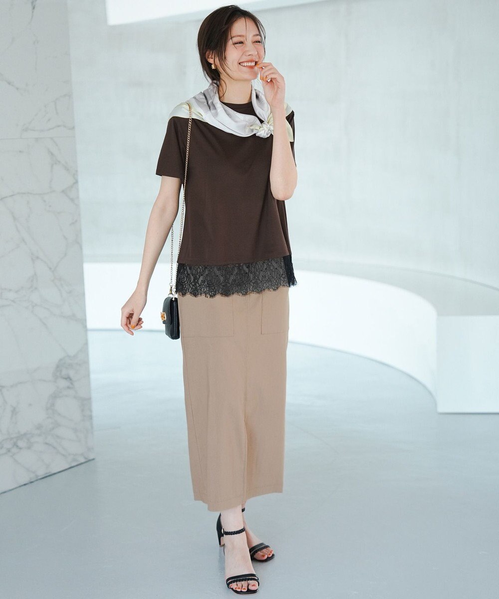 ANY SIS L 裾レース半袖Ｔシャツ 