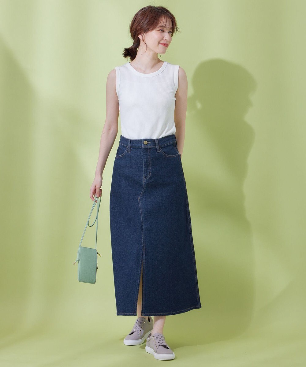 ANY 【洗濯機可能/ストレッチ】フロントスリットデニムスカート 