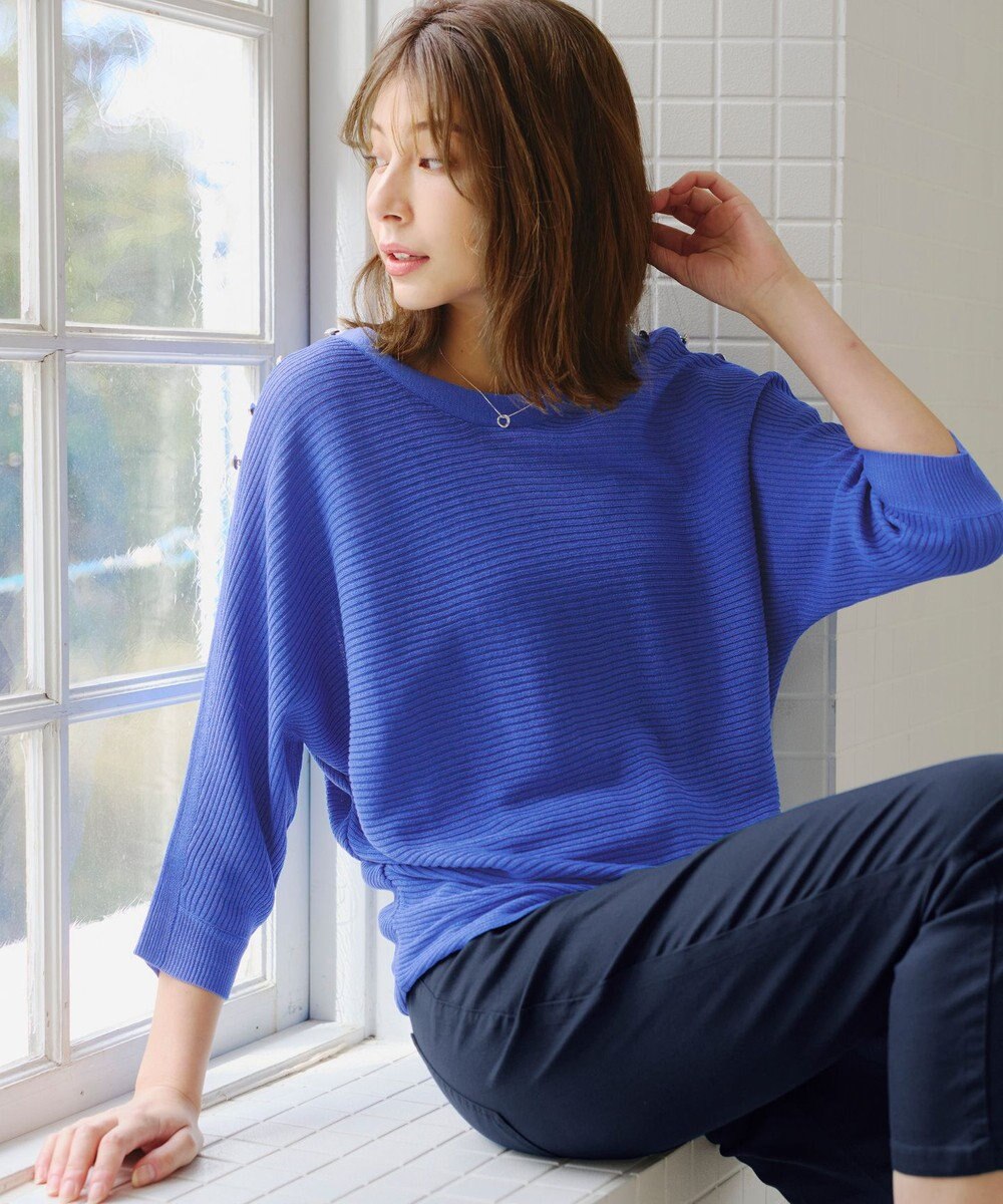 Tiaclasse 【洗える】肩ボタンドルマンニットトップス 