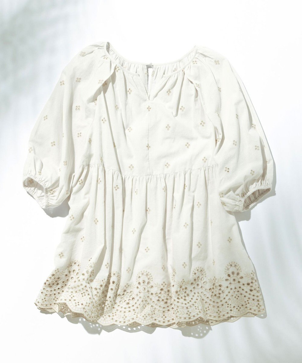 23区 【SLOW/洗える】エンブロイダリーレース ブラウス 