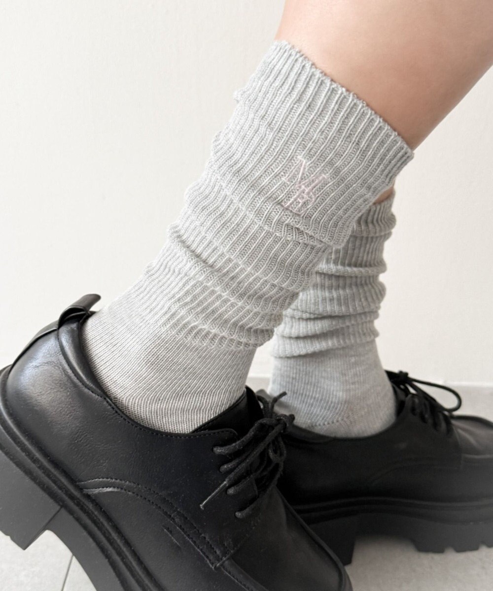 WEGO 刺繍ロゴローゲージゆるリブソックス 