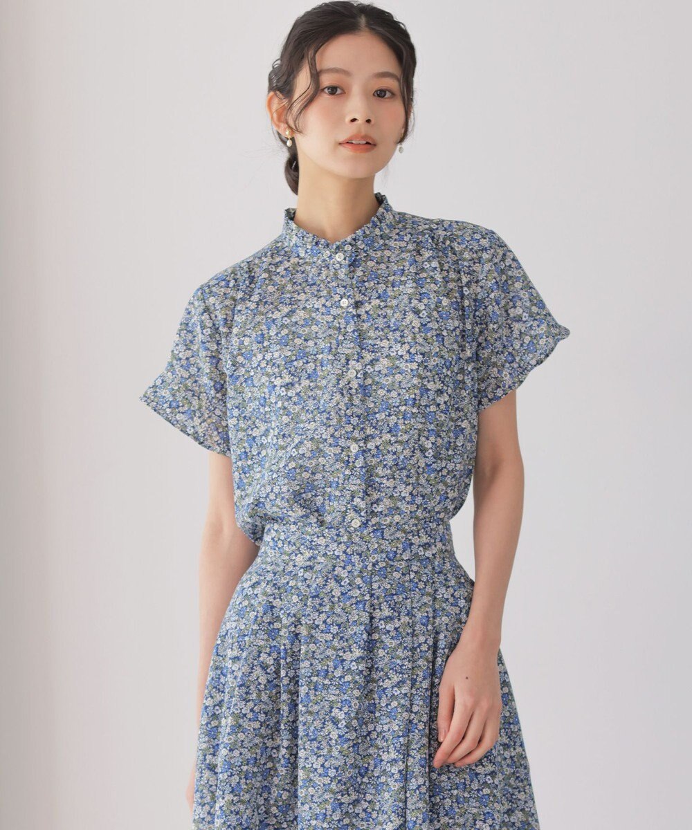 組曲 フラワーガーデンプリント ブラウス 