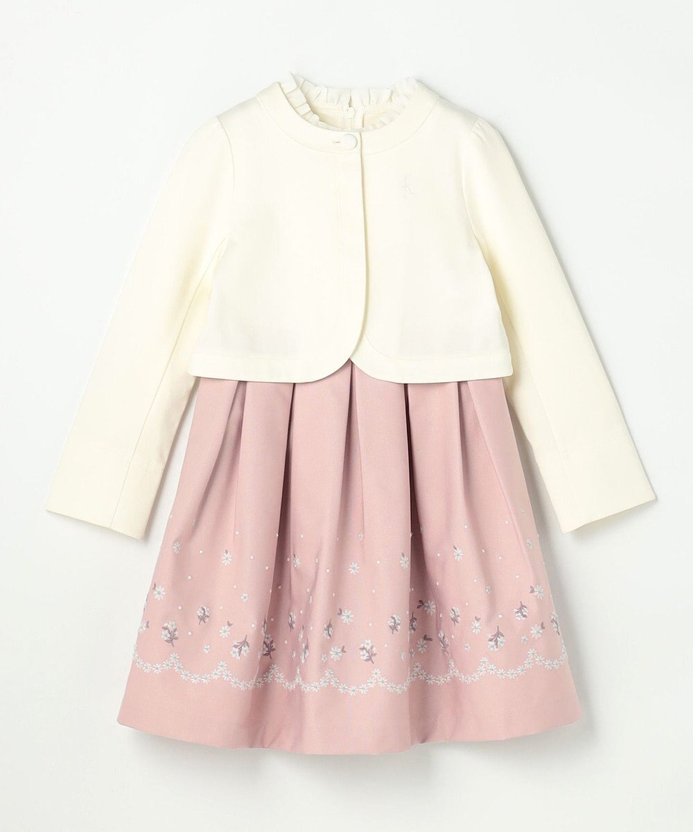 組曲 KIDS 【110-140㎝】 フラワーアーチワンピース＆ボレロジャケットセット 