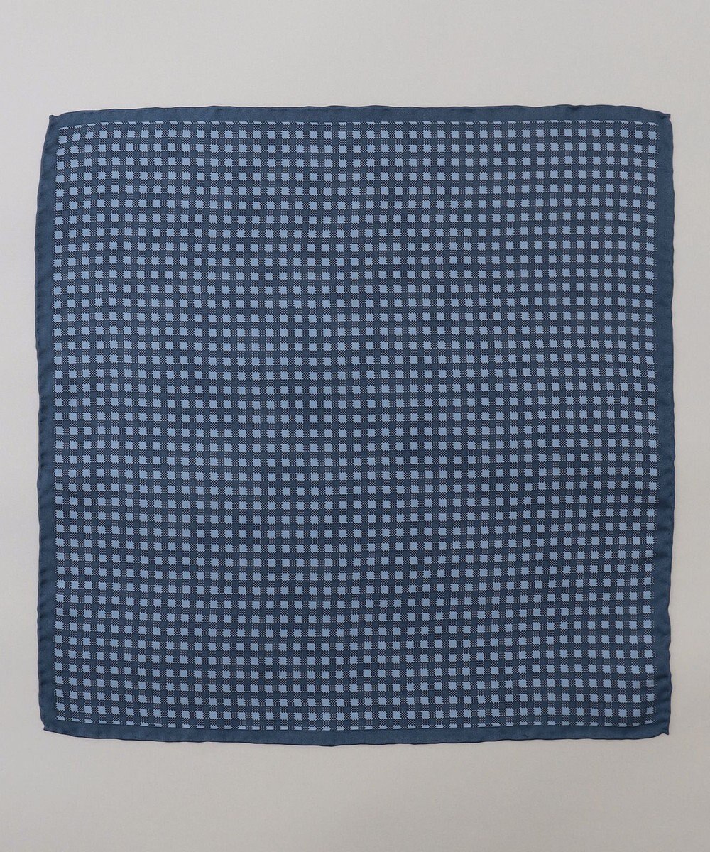 GOTAIRIKU 首にも巻ける【2WAY/日本製】シルク100% ポケットチーフ（チェック柄） 