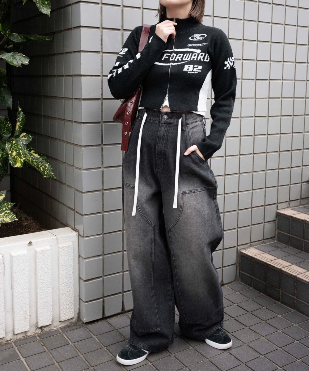 WEGO ヴィンテージウォッシュダブルニーバギーパンツ 