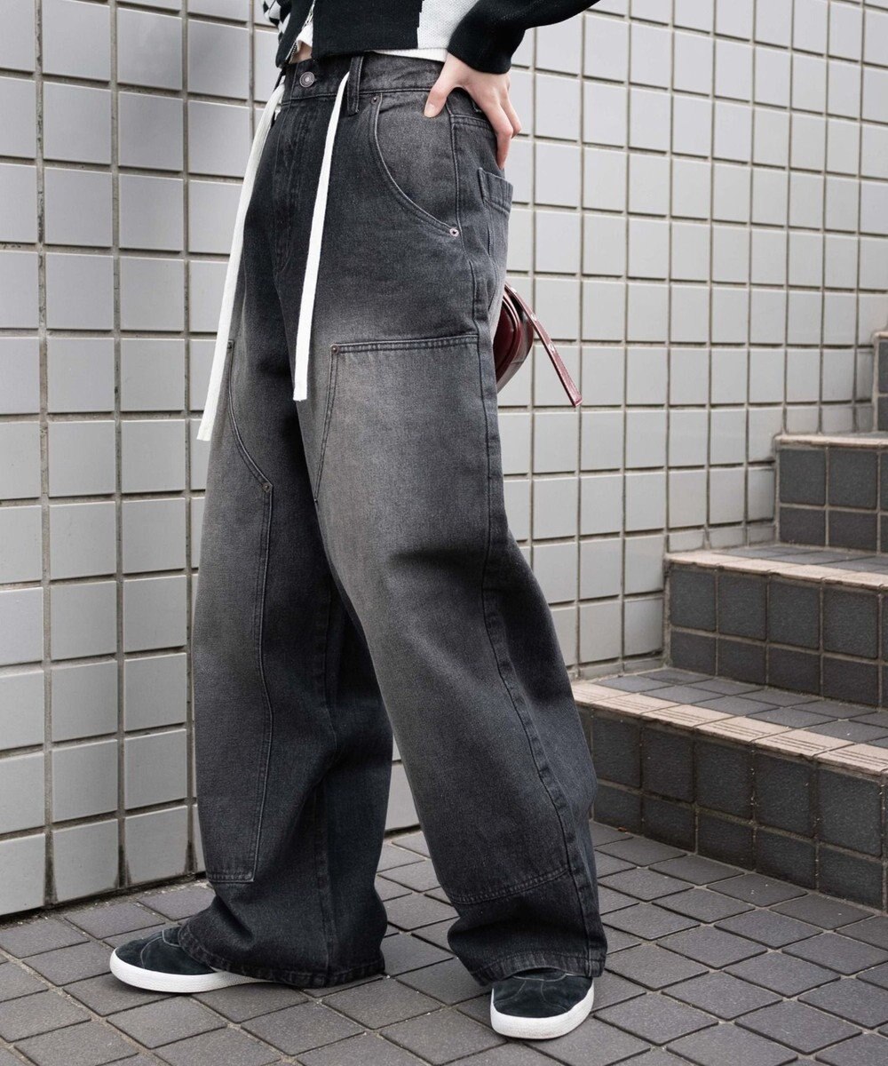 WEGO ヴィンテージウォッシュダブルニーバギーパンツ 