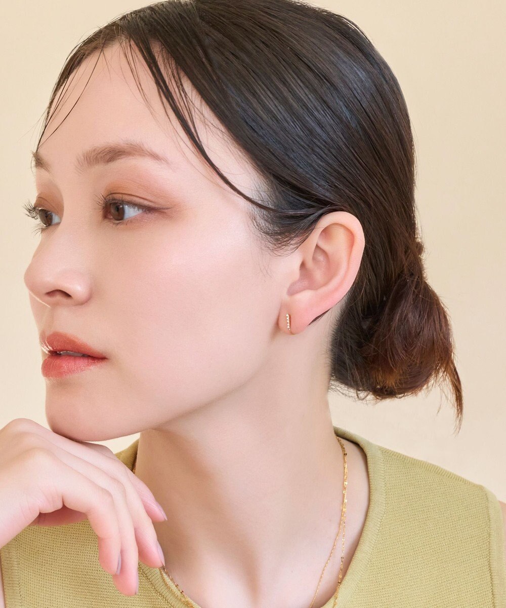 Phoebe 【痛くないシリーズ/金属アレルギー対応】ストレートビジューライトフィットイヤリング 