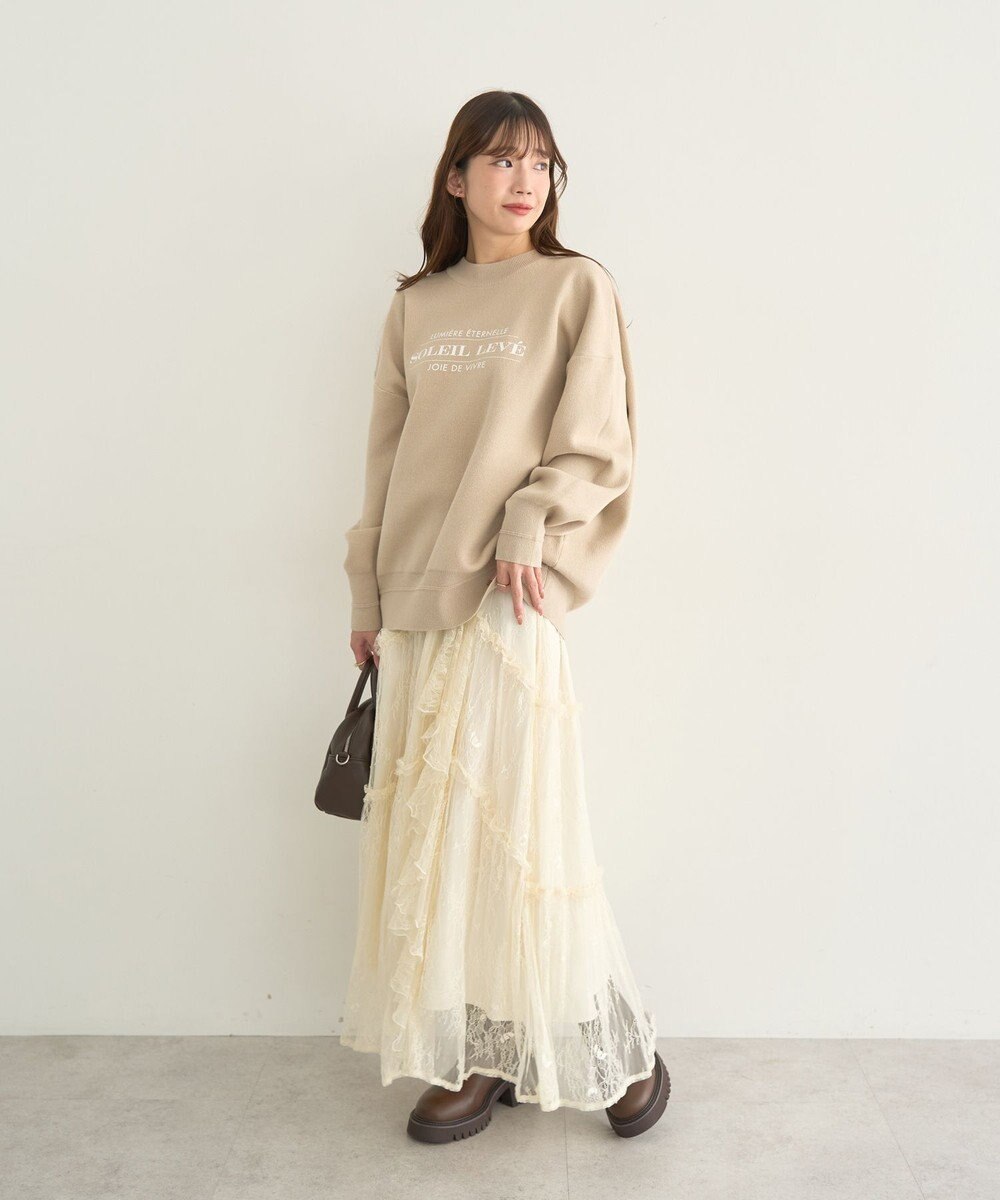 earth music&ecology 【洗濯機洗い可】スウェットライクロゴニットプルオーバー 