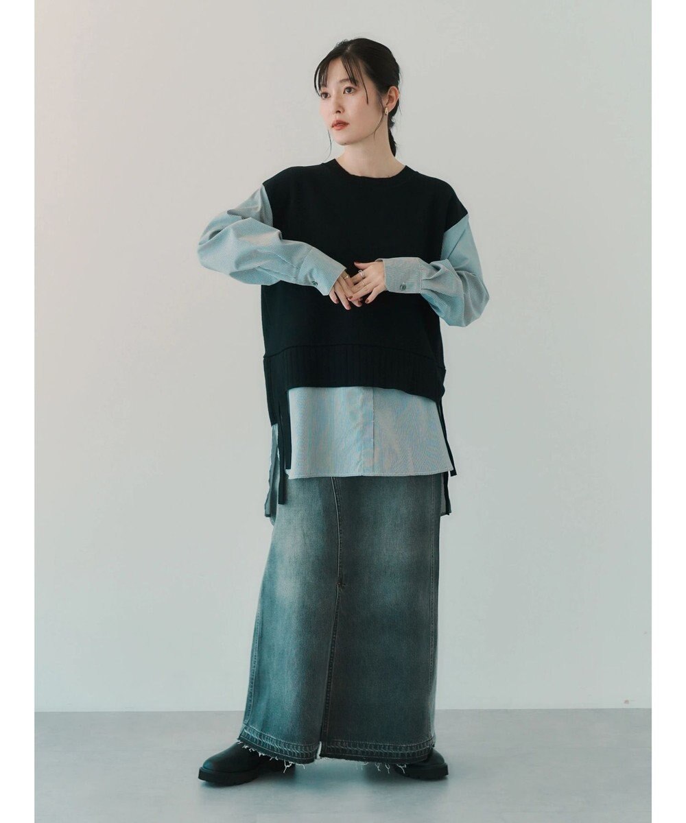 YECCA VECCA クリアコーティングデニムロングスカート 