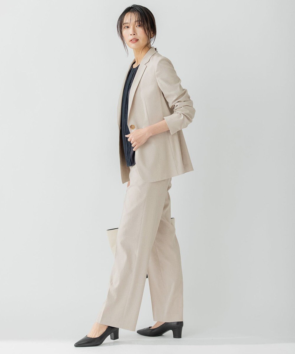 23区 【セットアップ対応/洗える】アイアスマットストレッチ セミワイド パンツ 