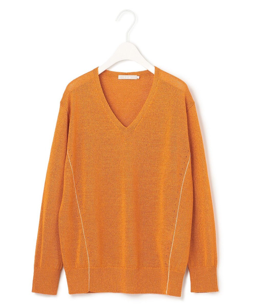 ICB 【WEB限定カラーあり・洗える】ペーパーブレンドシャインニット Vネックプルオーバー 