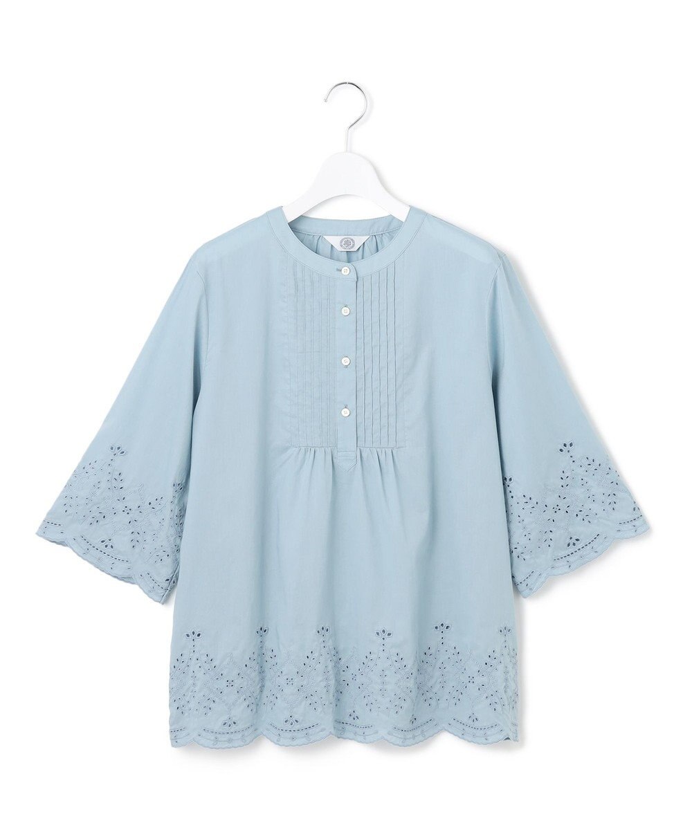 J.PRESS LADIES 【洗える】セルロースライト刺繍 ピンタック ブラウス 