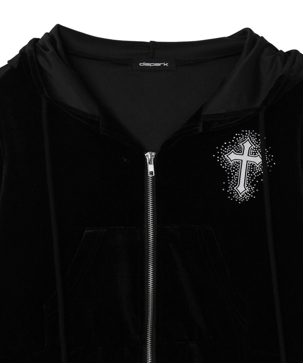 WEGO 【SETUP対応ITEM】ラインストーンベロアWZIPパーカー 