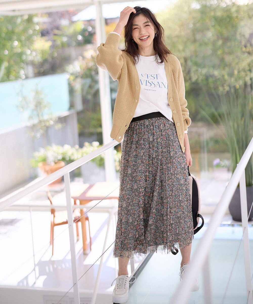 ANY 【ウエストゴム】プリーツチュールスカート 