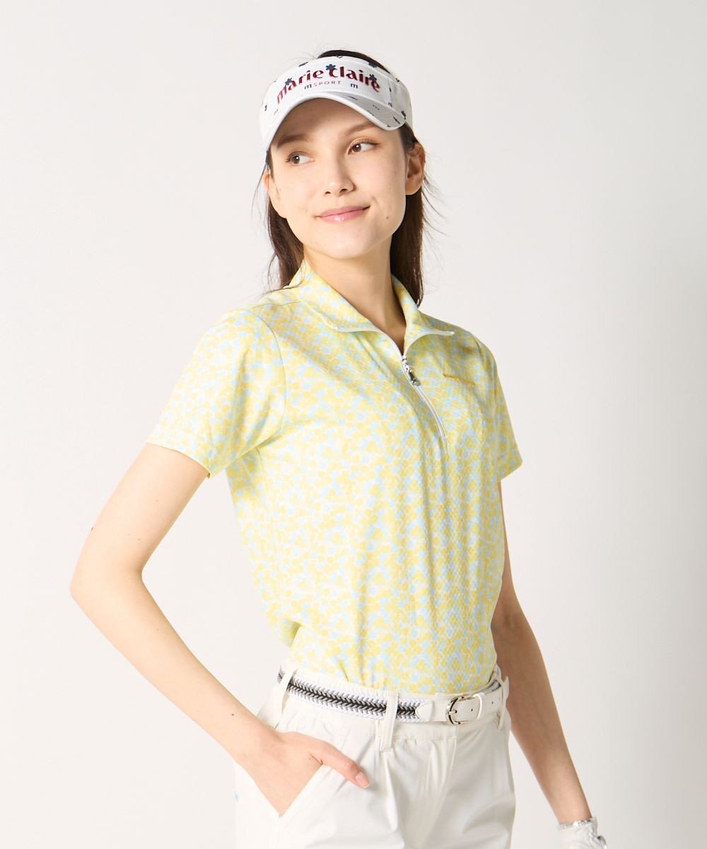 FILA GOLF／marie claire 【Marie claire sports】小花柄ハーフジップ半袖シャツ 