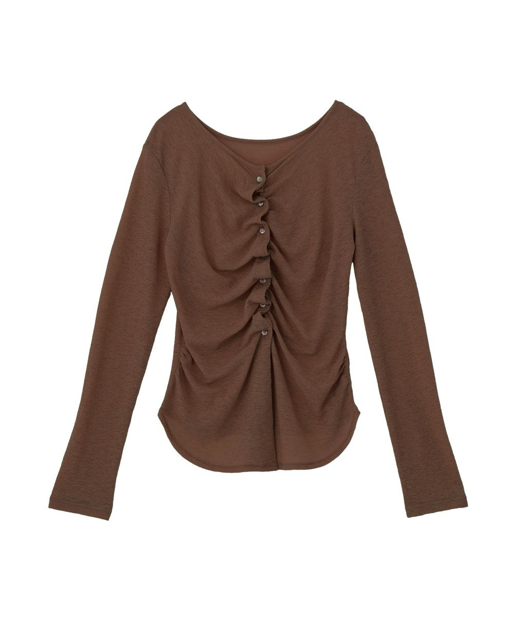 earth music&ecology 【予約】シアーワッフルタックボタントップス 