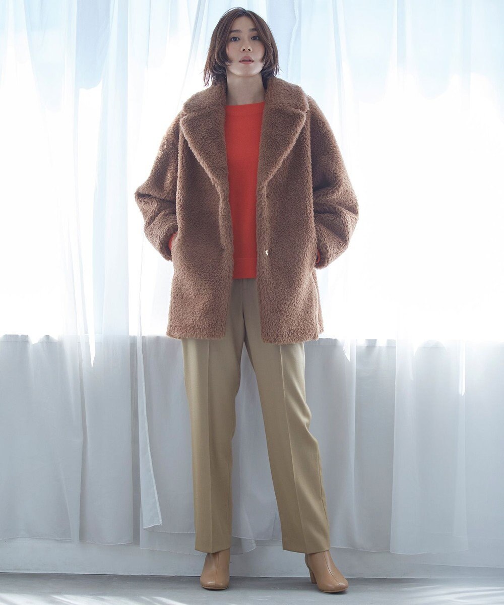 自由区 【洗える】ウォッシャブルハイカウントフラノ ストレートパンツ 