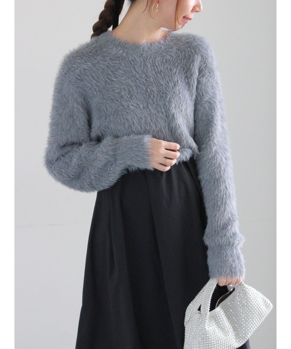 Te chichi シャギーヤーンロングスリーブニット 