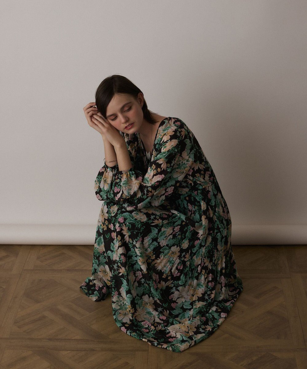 GRACE CONTINENTAL フラワープリントカフタンドレス 