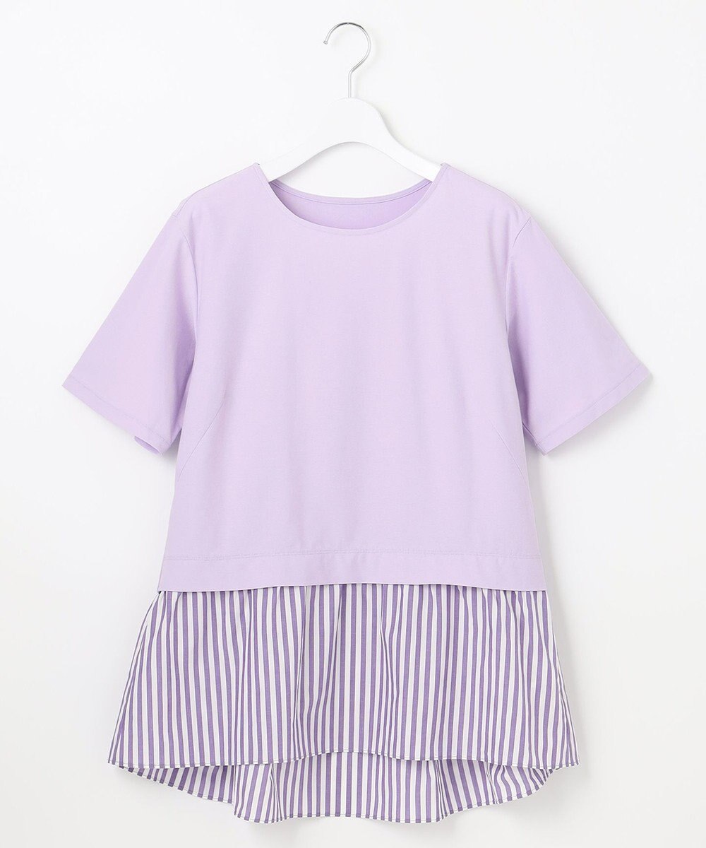 自由区 【洗える】コンビネーションシャーティング ペプラムデザイン カットソー 