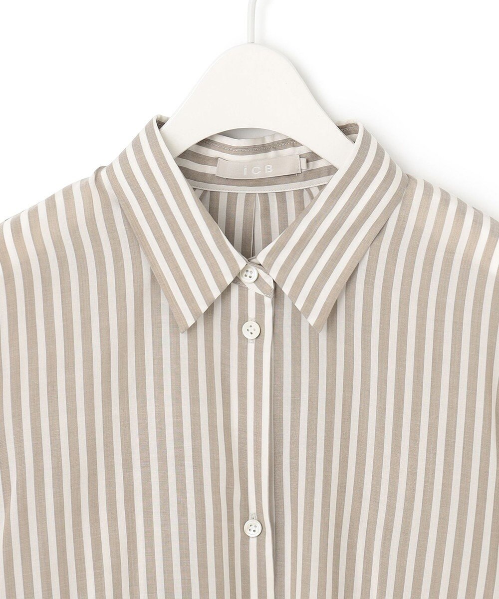 ICB L 【洗える】 キュプラローンストライプ シャツ 
