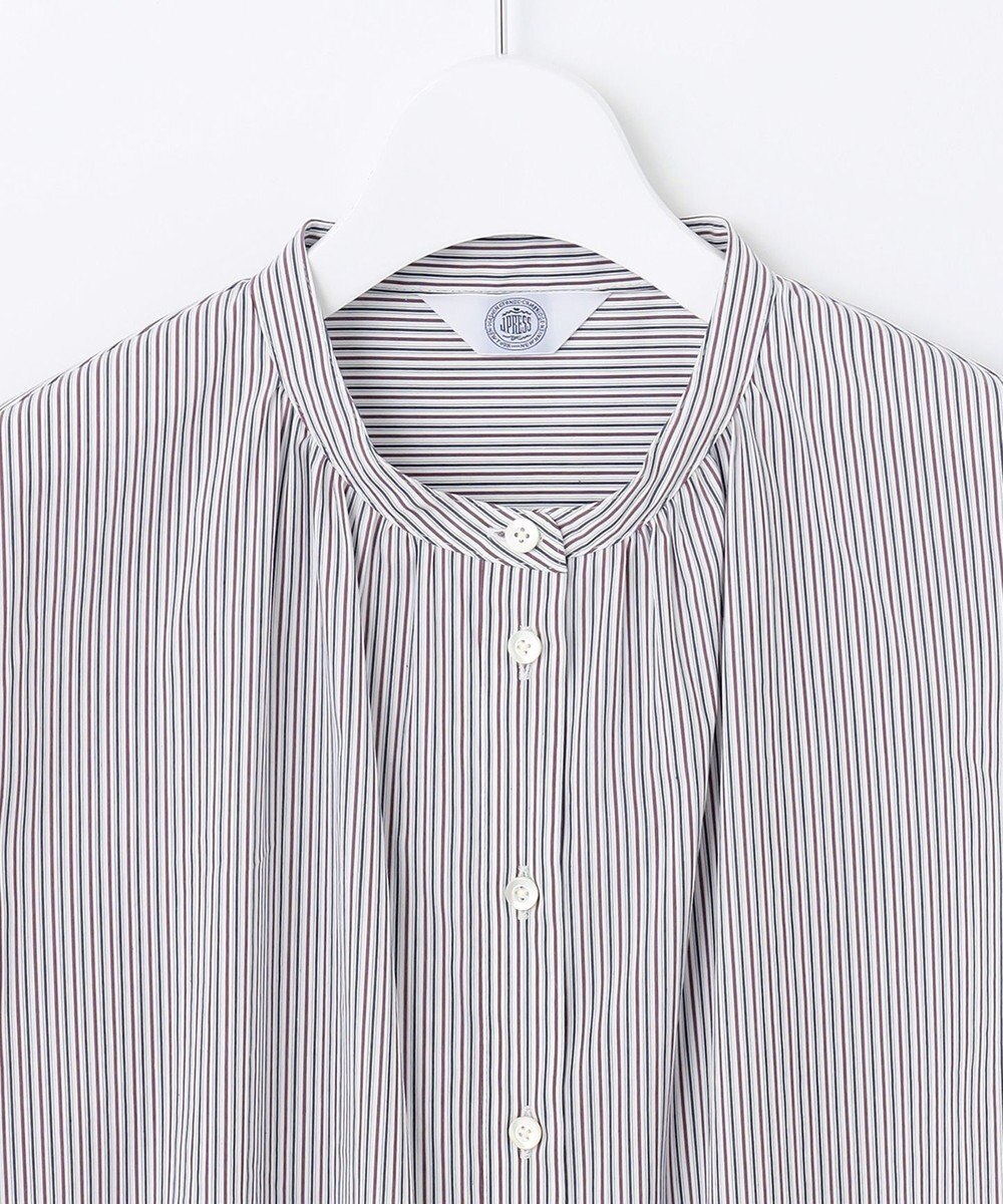 J.PRESS LADIES L 【洗える】BEZ C/Ny ドビーストライプ バンドカラー ブラウス 