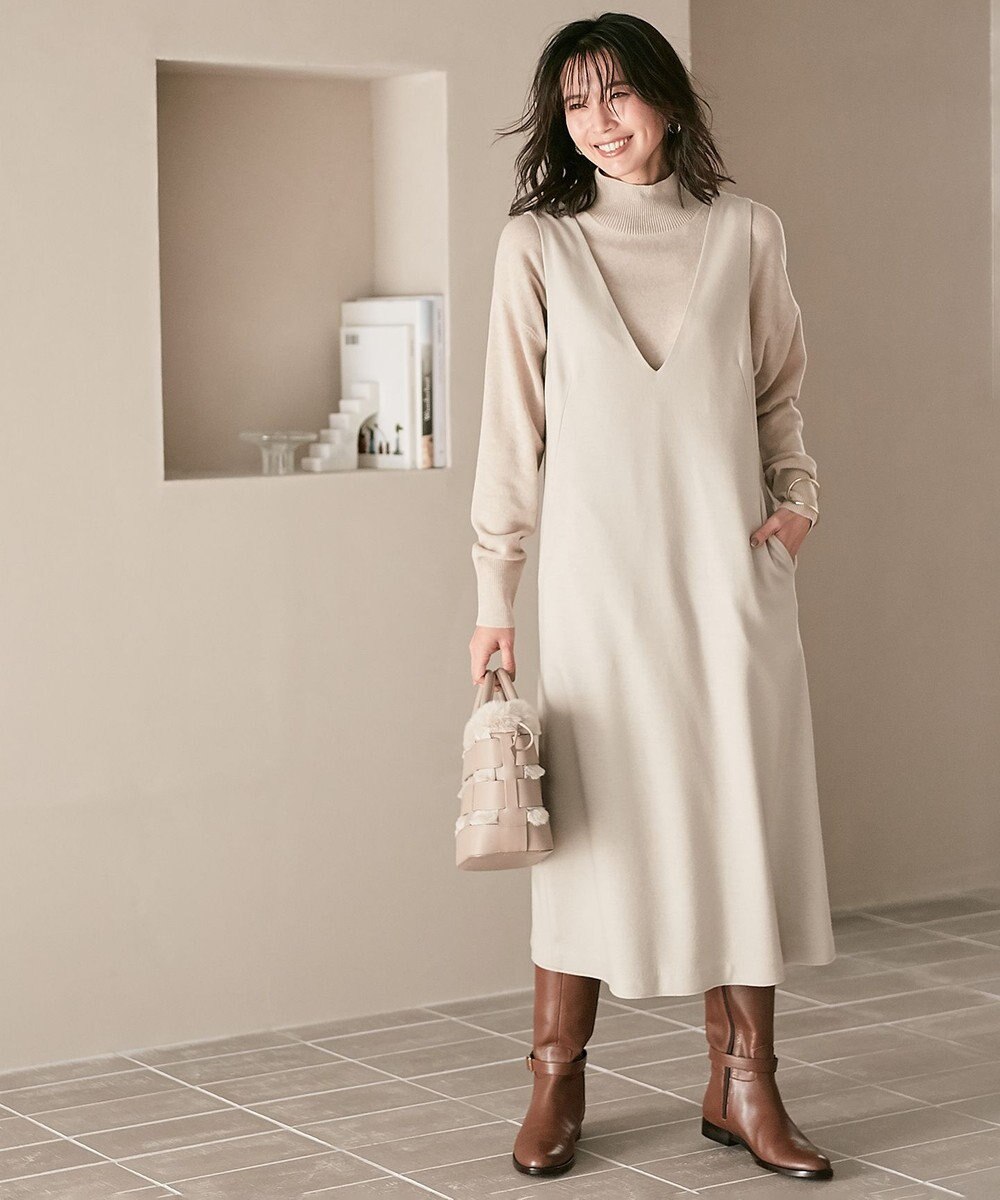 23区 CARIAGGIウールカシミヤ ハイネック ニット 